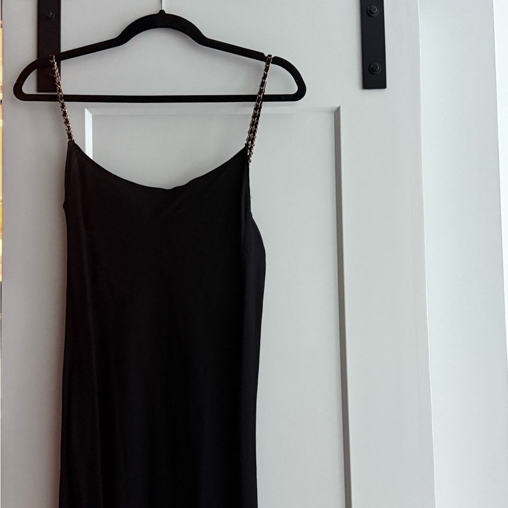 Anine Bing Black Dress with Gold Chain Straps